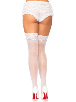 Fun Place Stay Up Sheer Thigh Highs - White