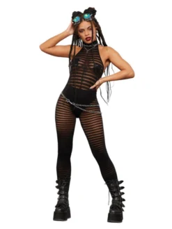 Fun Place Fever Sleeveless Striped Body Stocking