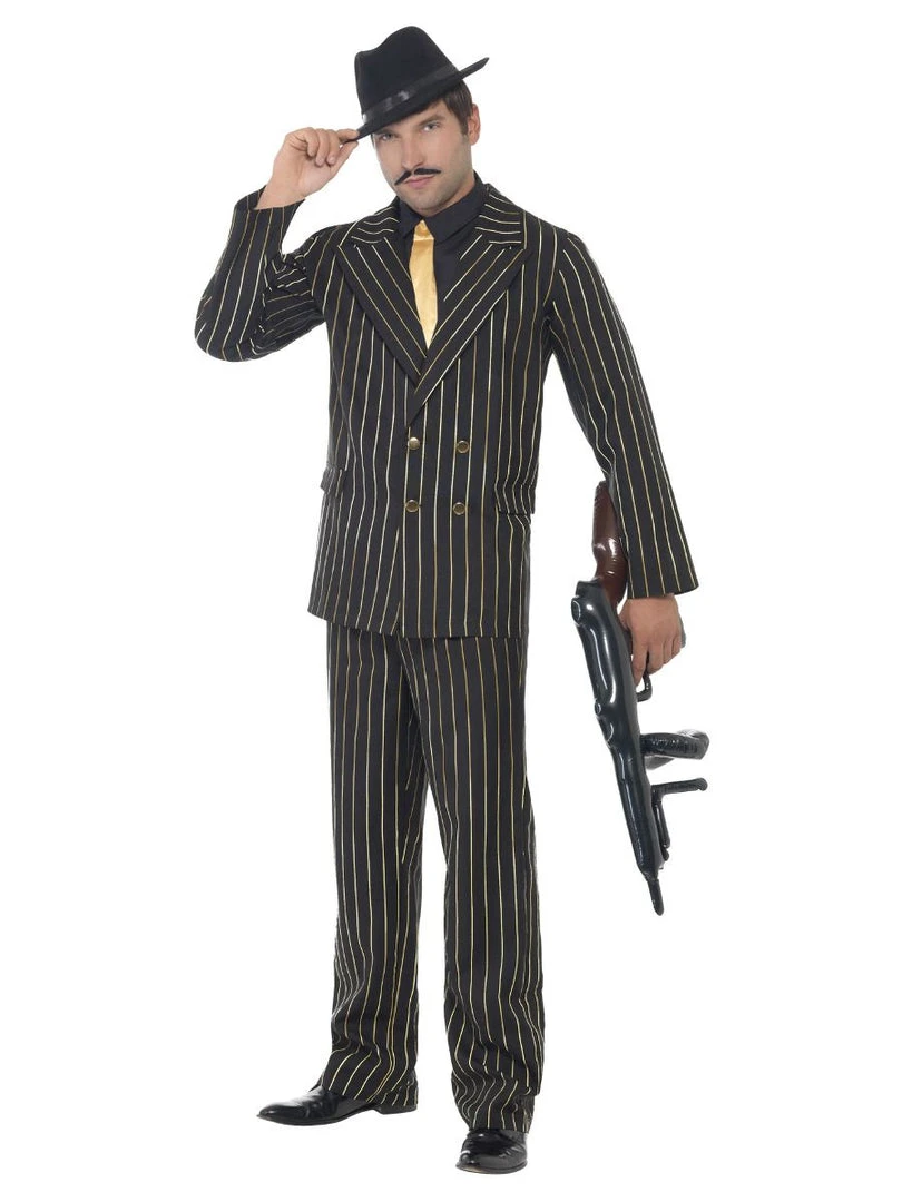Fun Place Costumes & Characters Gold Pinstripe Gangster Costume 3 Fun Place Costumes & Characters Gold Pinstripe Gangster Costume