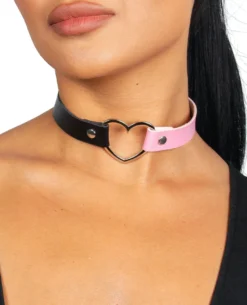 Fun Place Festivals 2 Tone Heart Collar - Pink / Black
