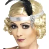 Fun Place Decades & Eras Silver Satin Charleston Headband
