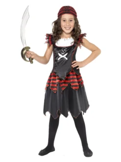 Fun Place Pirate Skull & Crossbones Girl Costume, Black Costumes & Characters