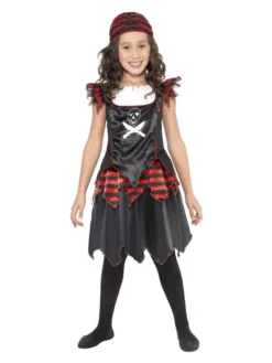 Fun Place Pirate Skull & Crossbones Girl Costume, Black Costumes & Characters