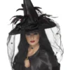 Fun Place Cosplay Witch Hat, Feathers & Netting 1 Fun Place Cosplay Witch Hat, Feathers & Netting