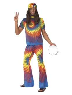 Fun Place 60s Tie Dye Top And Flared Trousers