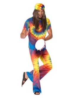 Fun Place 60s Tie Dye Top And Flared Trousers