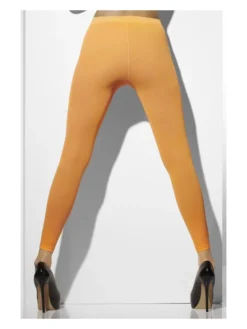 Fun Place Decades & Eras Opaque Footless Tights, Neon Orange
