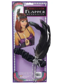 Fun Place Flapper Headband W/Black Feathers