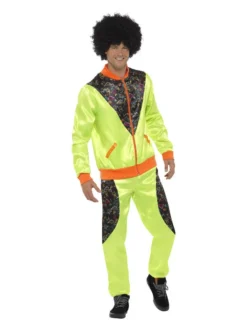 Fun Place Retro Shell Suit Costume, Mens, Neon Green Shop By Theme