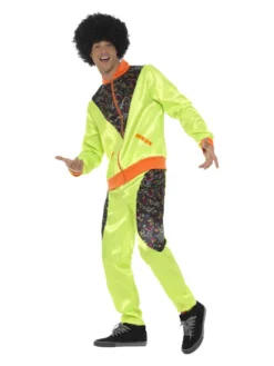 Fun Place Retro Shell Suit Costume, Mens, Neon Green Shop By Theme