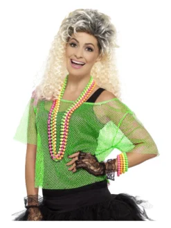 Fun Place Decades & Eras Fishnet Top, Neon Green