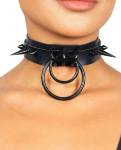 Fun Place Spiked Double Ring Collar - Black Festivals