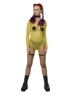 Fun Place Decades & Eras Smiley Fishnet Bodysuit