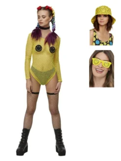 Fun Place Smiley Fishnet Bodysuit Complete Bundle