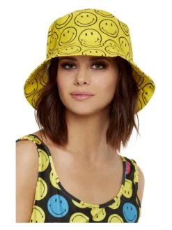 Fun Place Decades & Eras Smiley Printed Bucket Hat