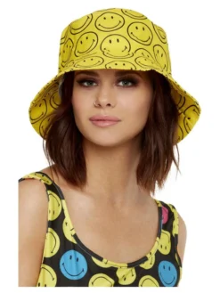 Fun Place Smiley Printed Bucket Hat Decades & Eras