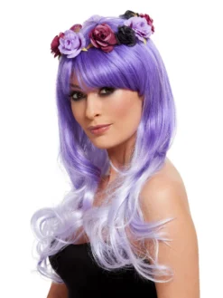 Fun Place Deluxe Day Of The Dead Glam Wig, Purple Cosplay