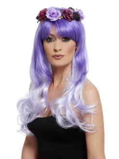 Fun Place Deluxe Day Of The Dead Glam Wig, Purple Cosplay