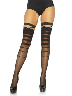 Fun Place Cosplay Halftone Striped Thigh Highs