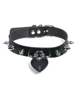 Fun Place Heart Spiked Padlock Collar