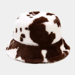 Fun Place Festivals Fluffy Brown Cow Bucket Hat