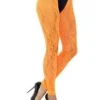 Fun Place Cosplay 80s Lace Leggings, Neon Orange