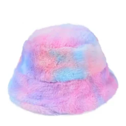 Fun Place Purple Rainbow Fluffy Bucket Hat Festivals